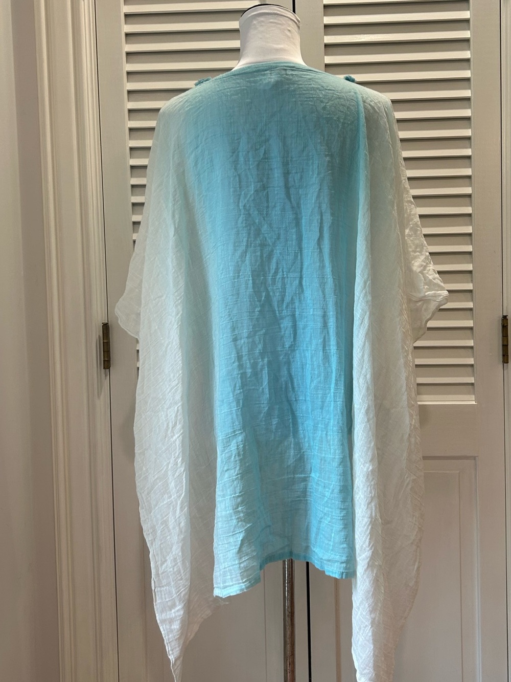 J Jill Women’s Poncho Blue & White Swim Cover-Up Tunic - Picture 3 of 6